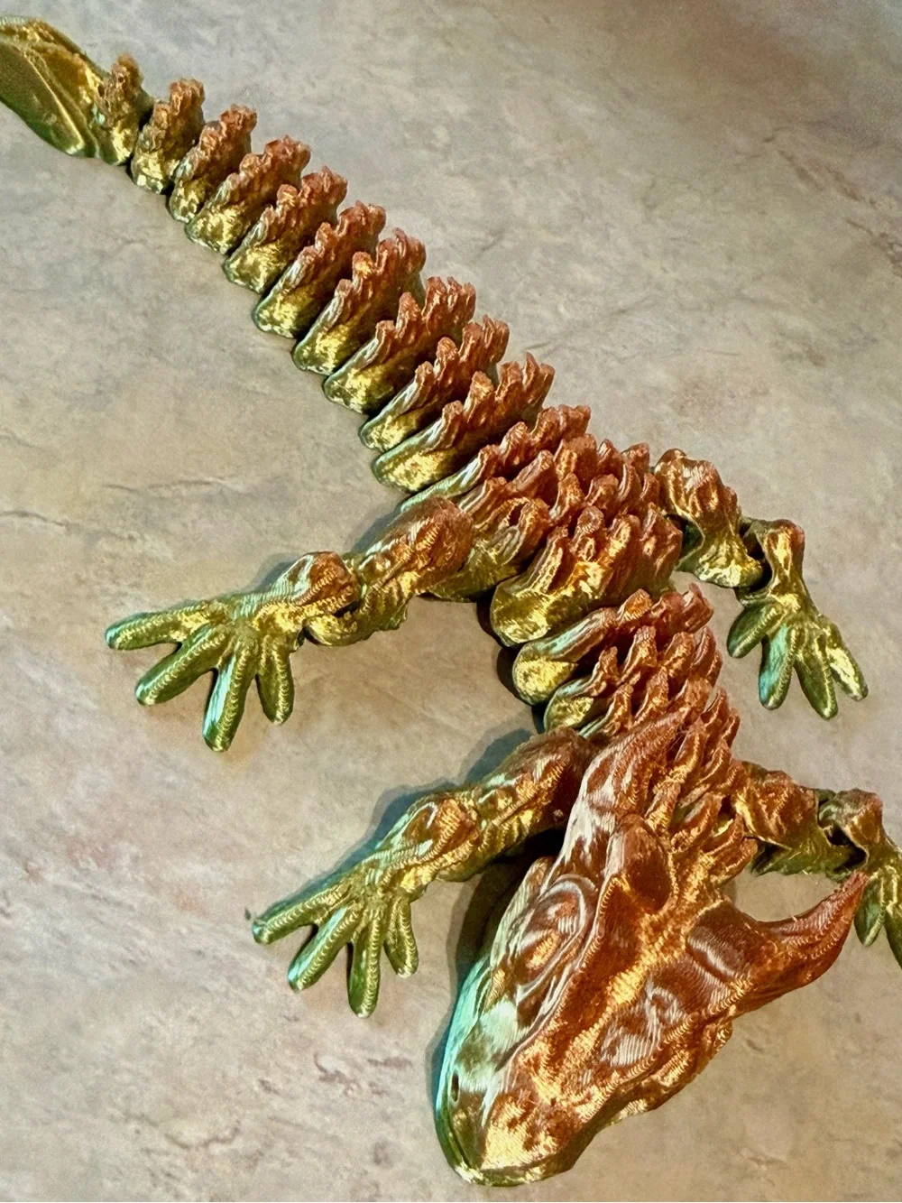 3D Printing Dragon 🐉 Accent — Gold & Green Reptile Décor